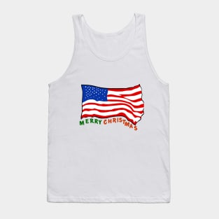 Merry Christmas with US Flag Tank Top